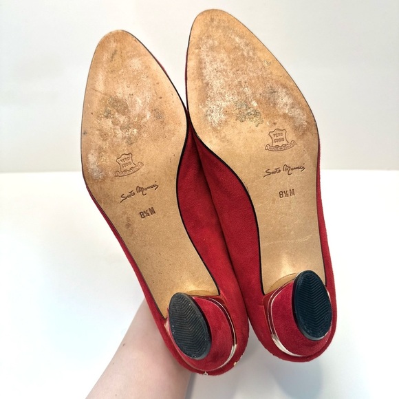 Sesto Meucci Red Suede Studded Heel Pumps – Size 8.5M – Made in Italy - Picture 9 of 10